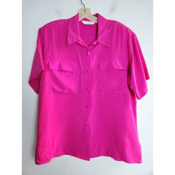 Peter Martin Collection Vtg Women Pink Button Down 100% Silk Blouse size Medium - Picture 5 of 6